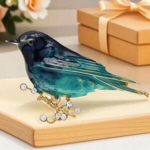 Blue’s & Gold Bird Brooch